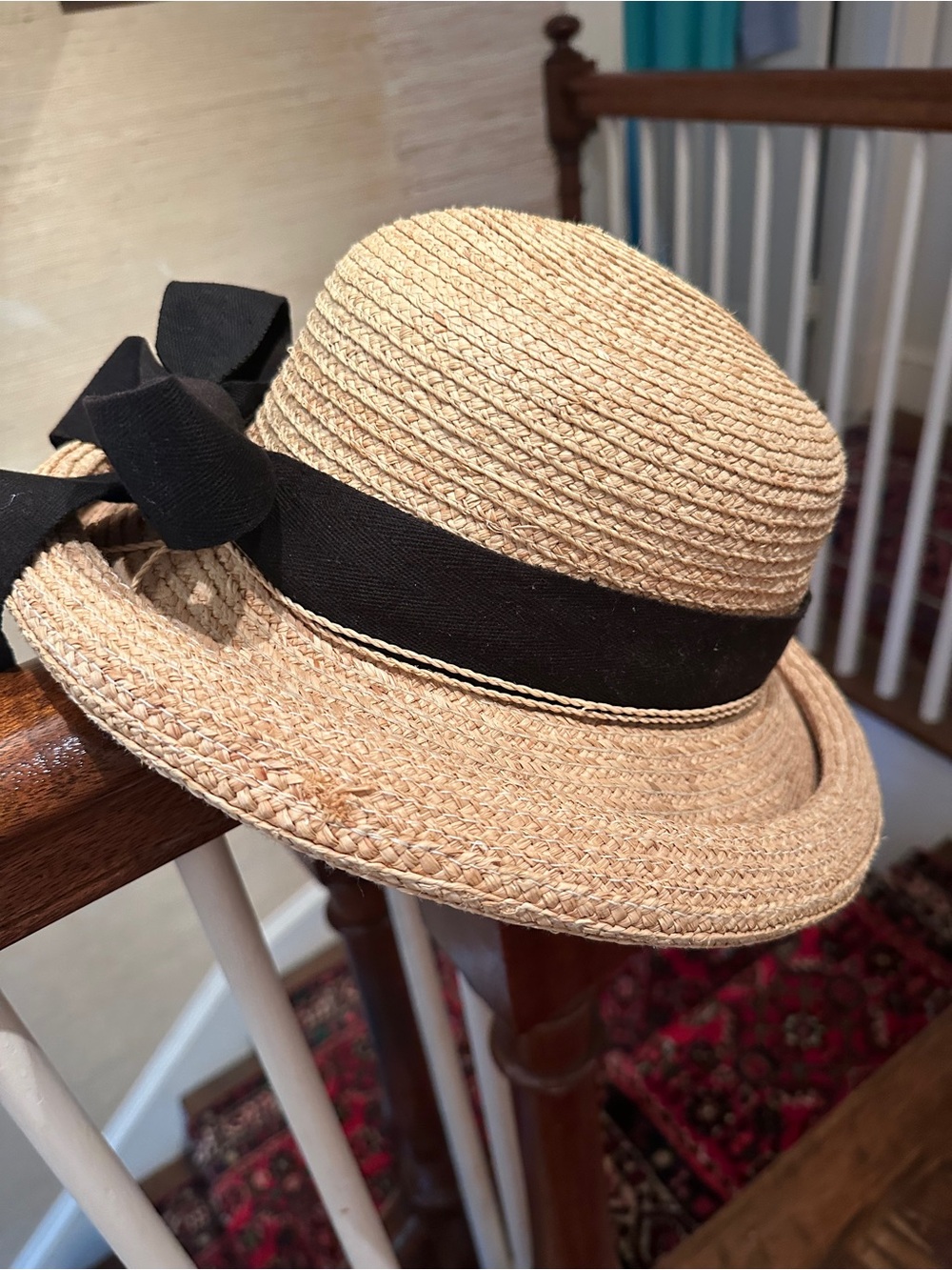 Iconic SCALA Straw Sun Hat with Black Bow Vintage